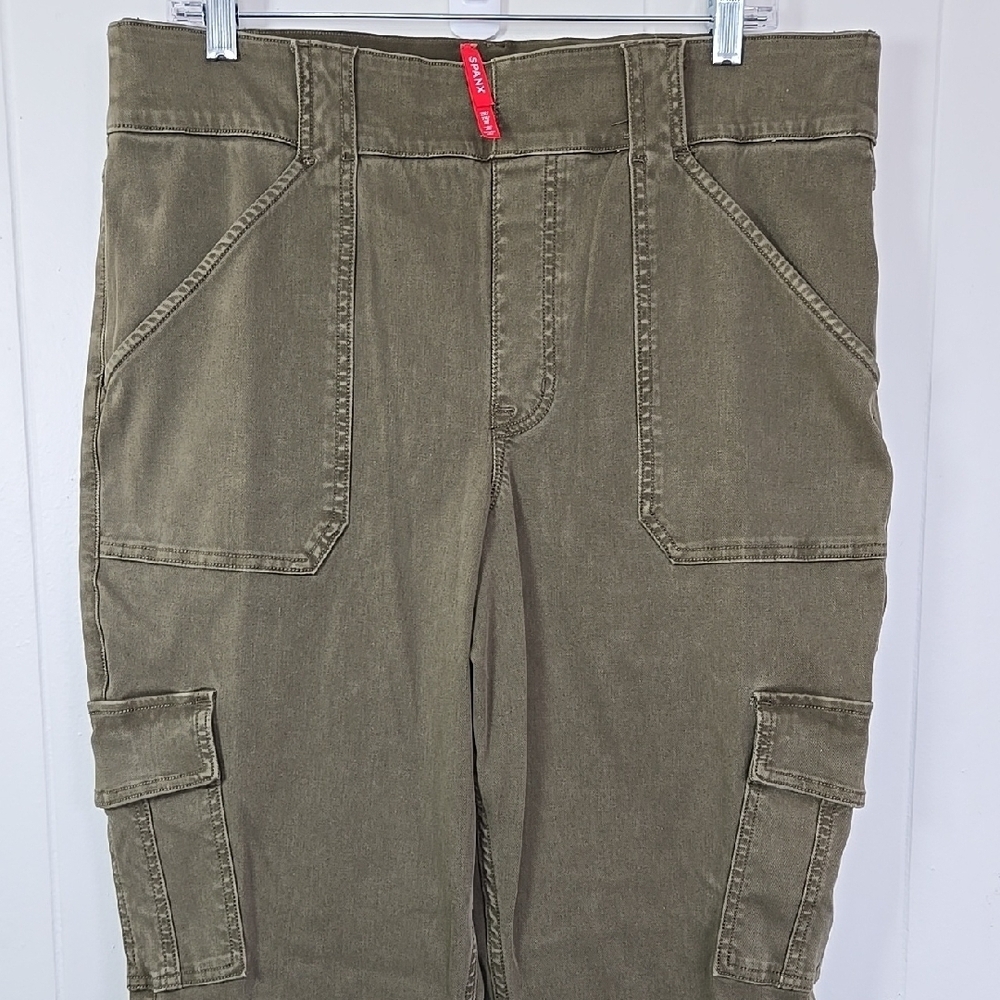 Spanx Olive Green Stretch Twill Ankle Cargo Pants Size 2X/2T - Picture 7 of 14